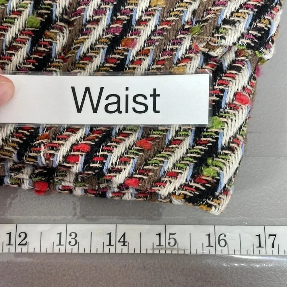 .OBJECT Tweed Skirt Mini Colorful Red Cream Size 40 - Picture 14 of 17